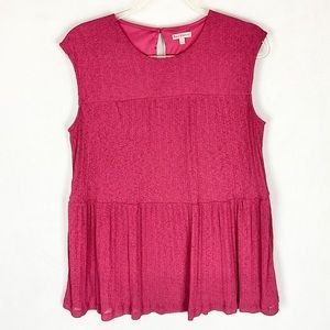JUICY COUTURE |🍷Dark Fuchsia Ribbed Broomstick Boho Sleeveless Blouse